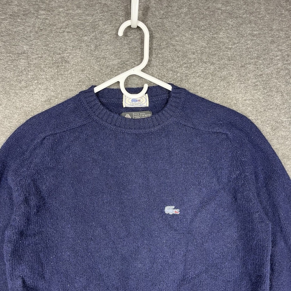 Vintage 1970s Izod Lacoste Sweater Mens Large Blue 100% Wool Long Sleeve - Picture 6 of 16